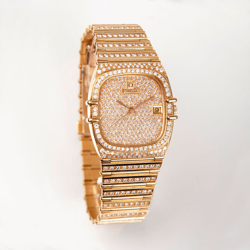 Omega - Hochkarätige Herren-Armbanduhr mit Brillant-Besatz 'Constellation' Hochkarätige Herren-Armbanduhr mit Brillant-Besatz 'Constellation'