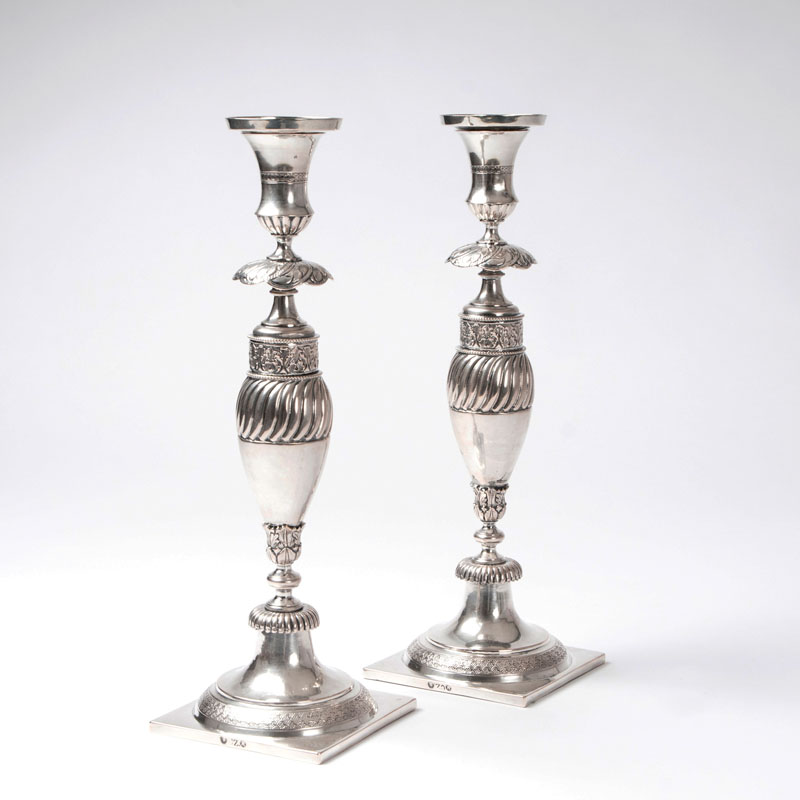 A pair of Biedermeier candlesticks