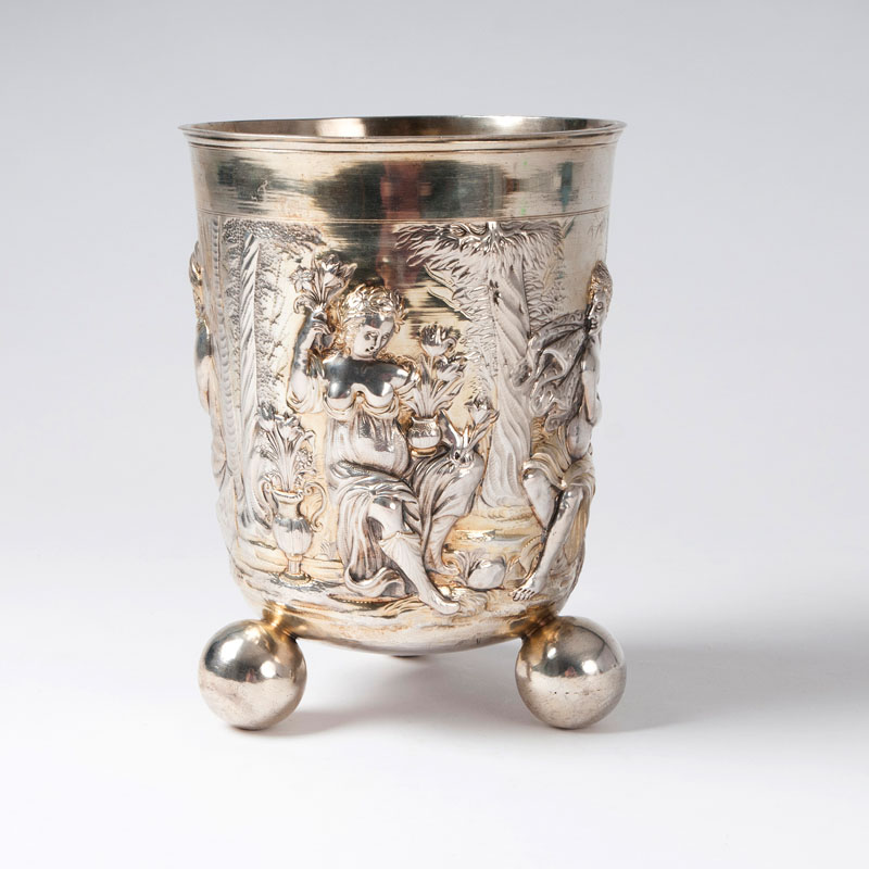 A museum-like grand beaker with chased allegory of the four seasons