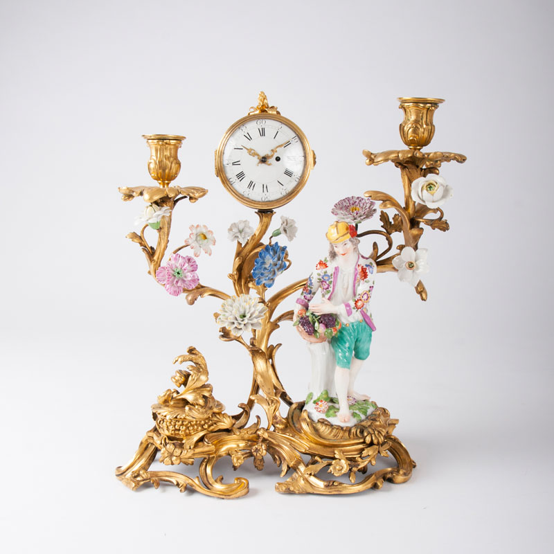 An important ormolu ensemble with Meissen fruit trader from the series 'cris de Paris'