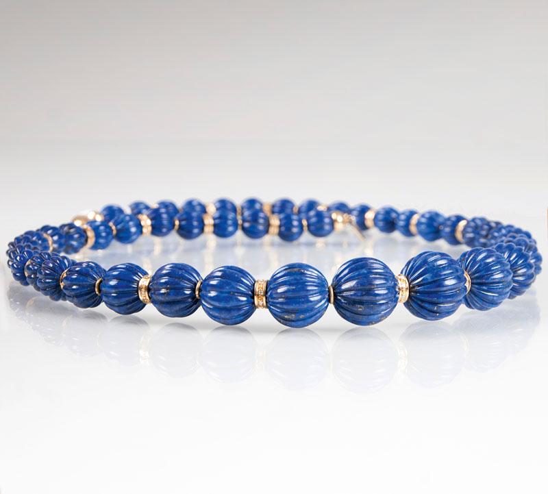 A long lapis lazuli necklace