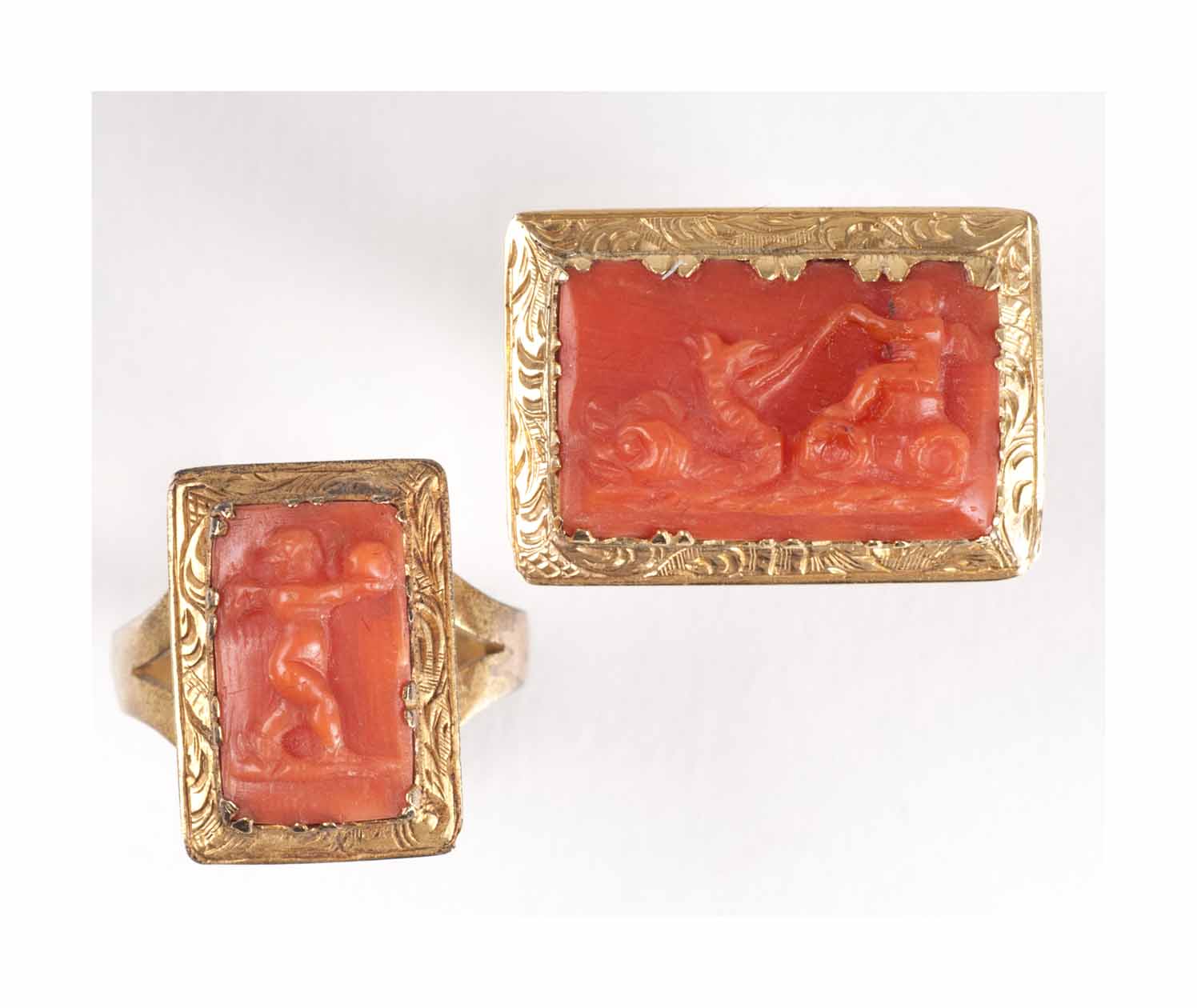 A rare antique coral parure with mythological scenes - image 6