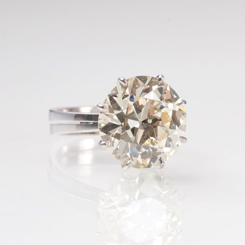 An extraordinaqry solitaire ring with one highcarat Fancy Old Cut Diamond