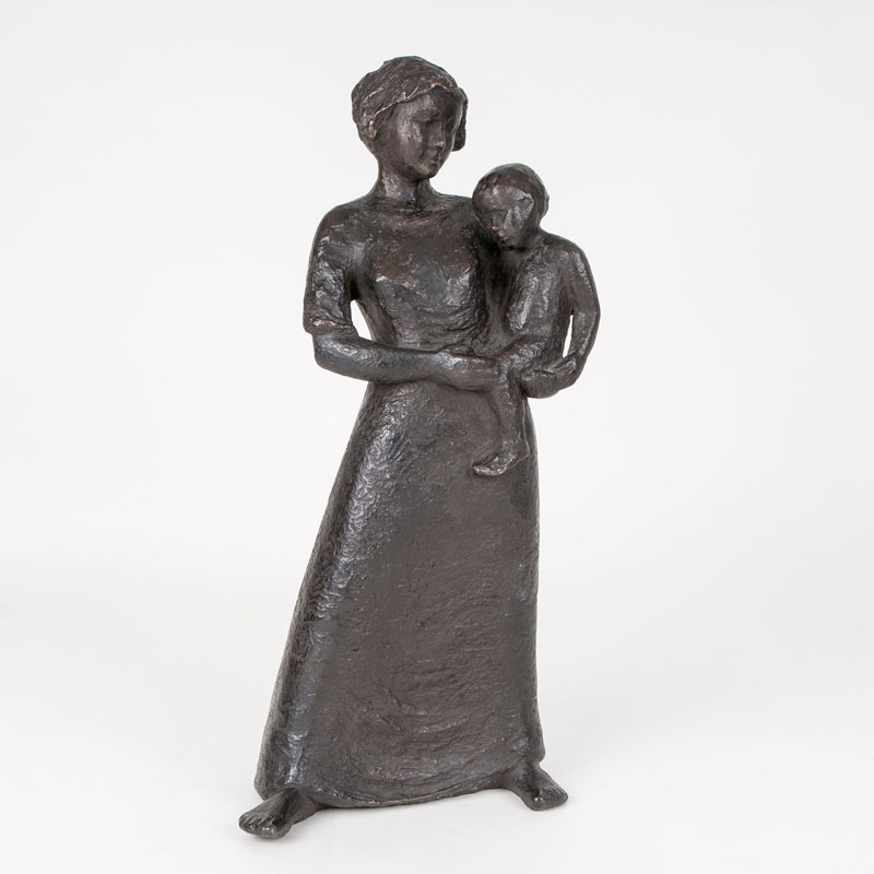 A bronze sculpture 'Mother with child'