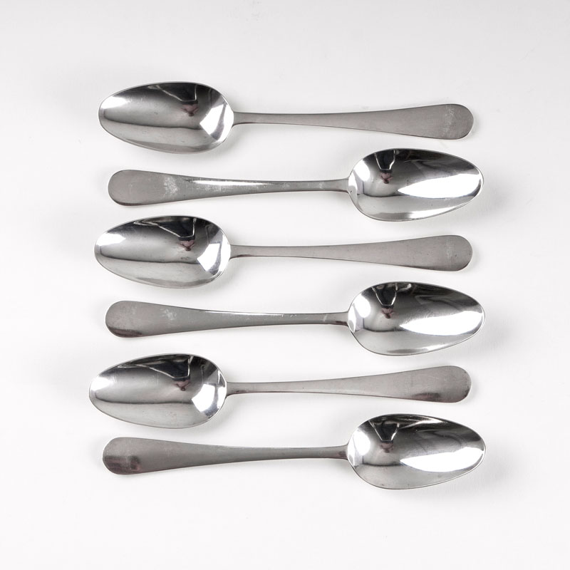 A set of 6 Art Nouveau dinner spoons 'Modell III'