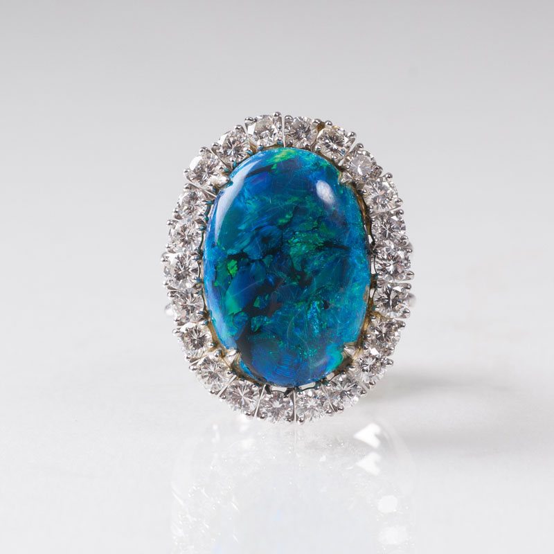 A precious opal diamond ring