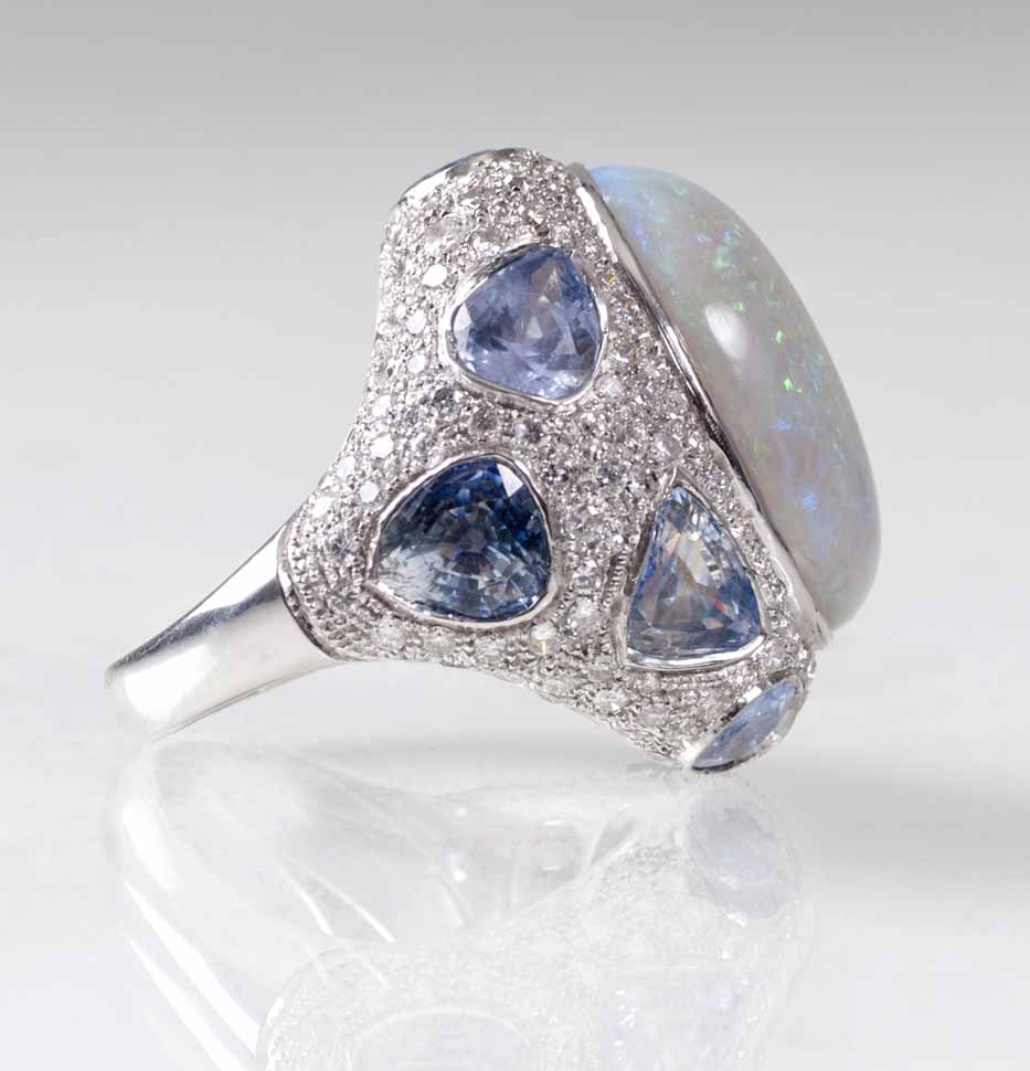 A large opal sapphire diamond ring - image 2