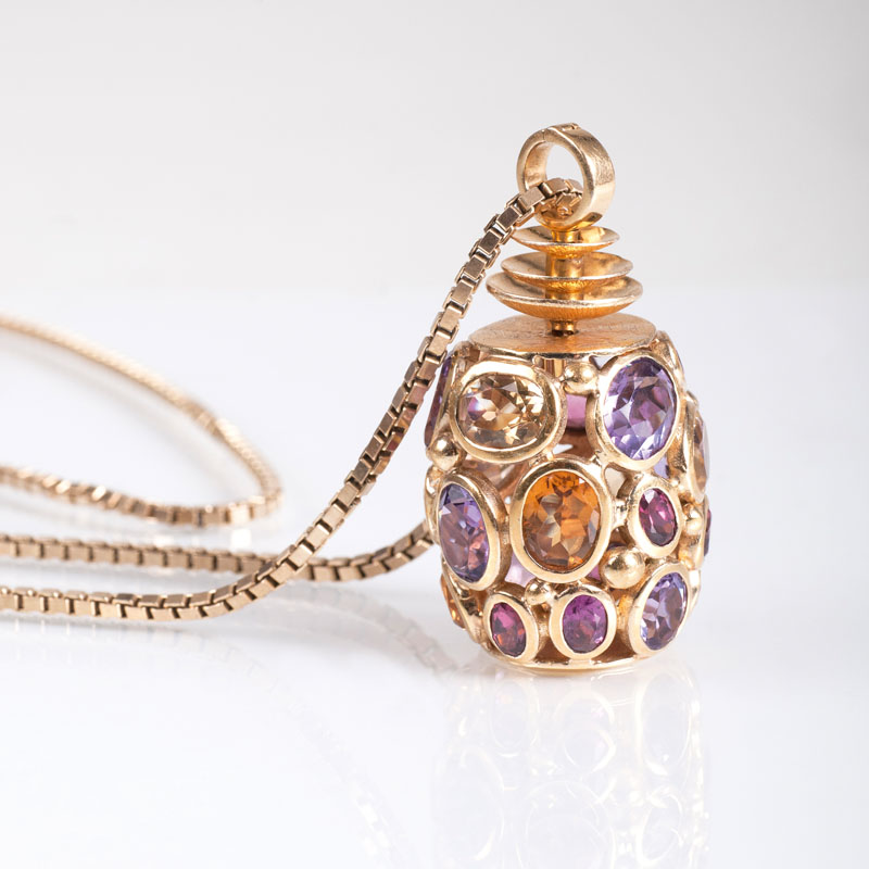 A tourmaline amethyst citrine pendant with necklace