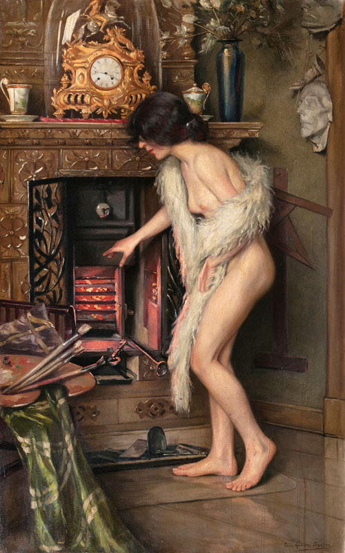 Nude by a Chimney