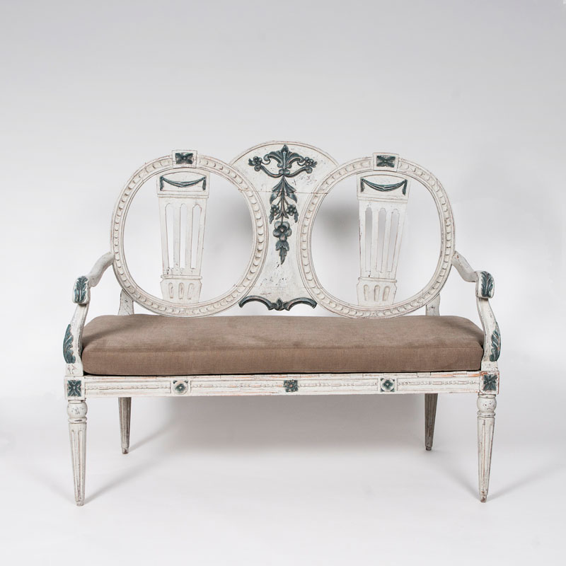 An elegant painted Gustavian bench