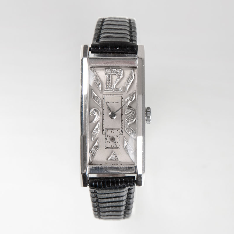 Art Déco Herren-Armbanduhr mit Diamant-Besatz