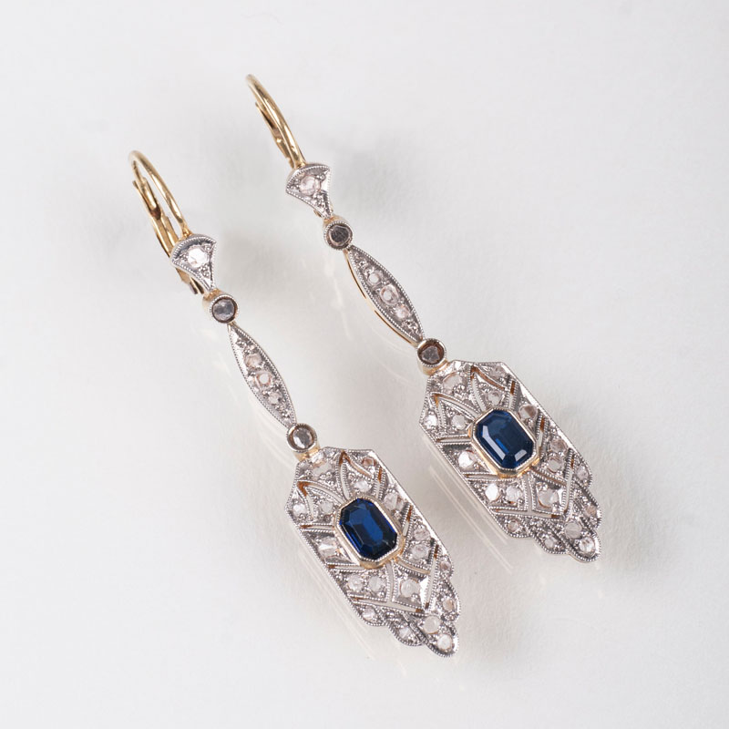 A pair of diamond earrings