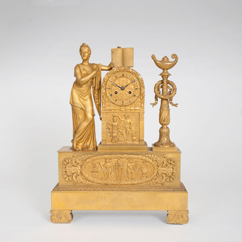 An Empire mantle clock 'The muse Klio'