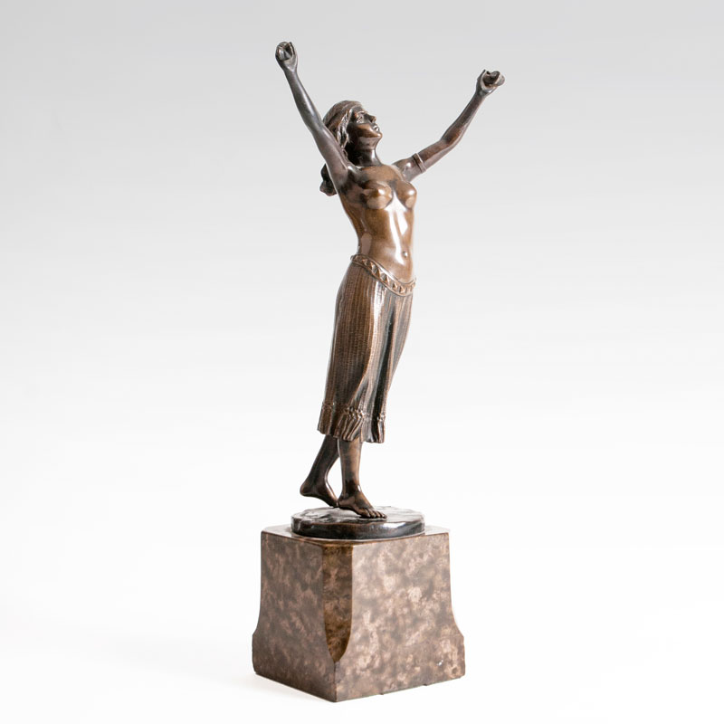 Art Déco Bronze-Figur 'Weiblicher Halbakt'
