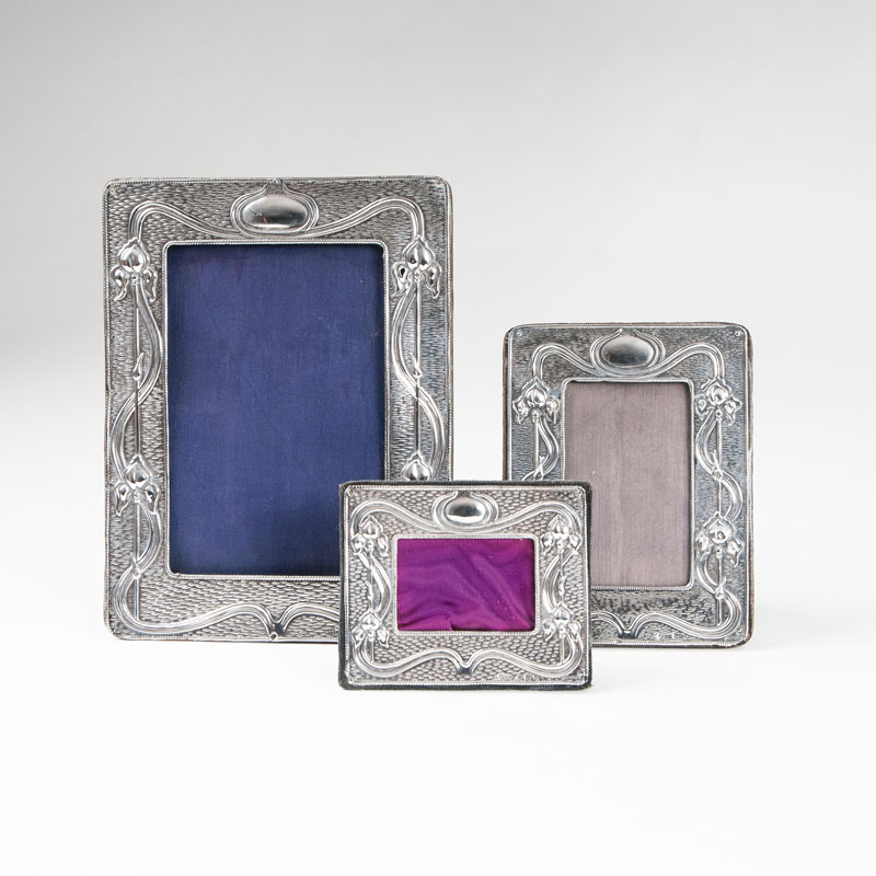 A set of 3 Art Nouveau picture frames