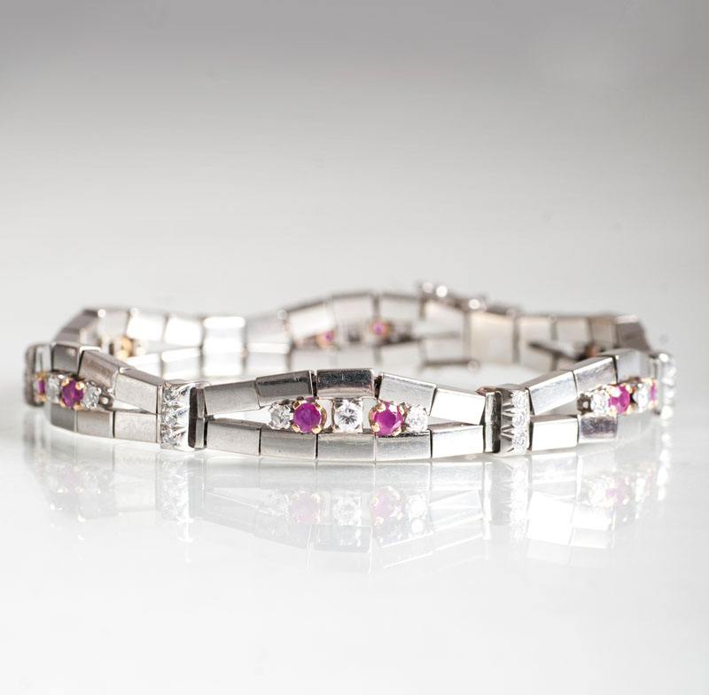 A bracelet with rubies and diamonds
