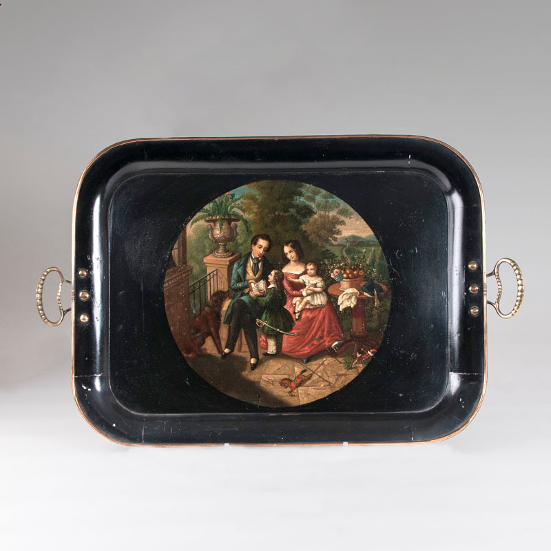A Braunschweig lacquer tray with genre scene
