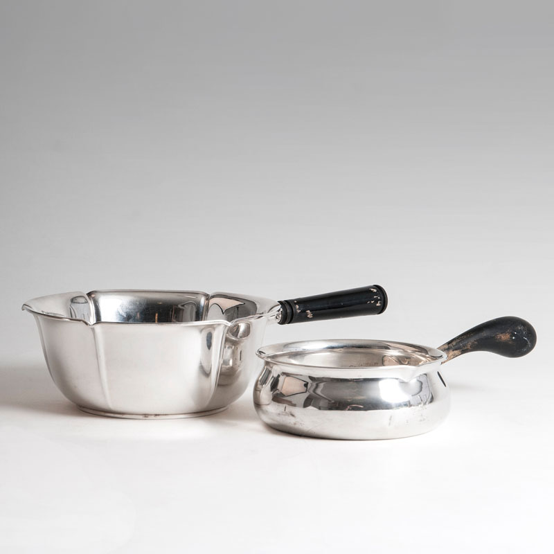 A pair of modern casseroles