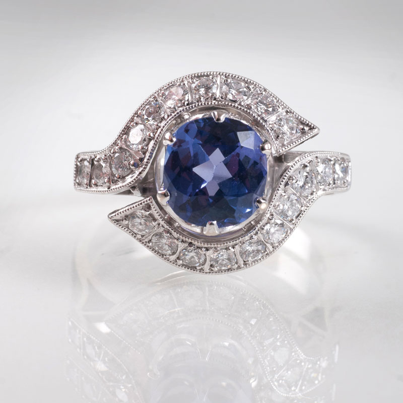 A tanzanite diamond ring