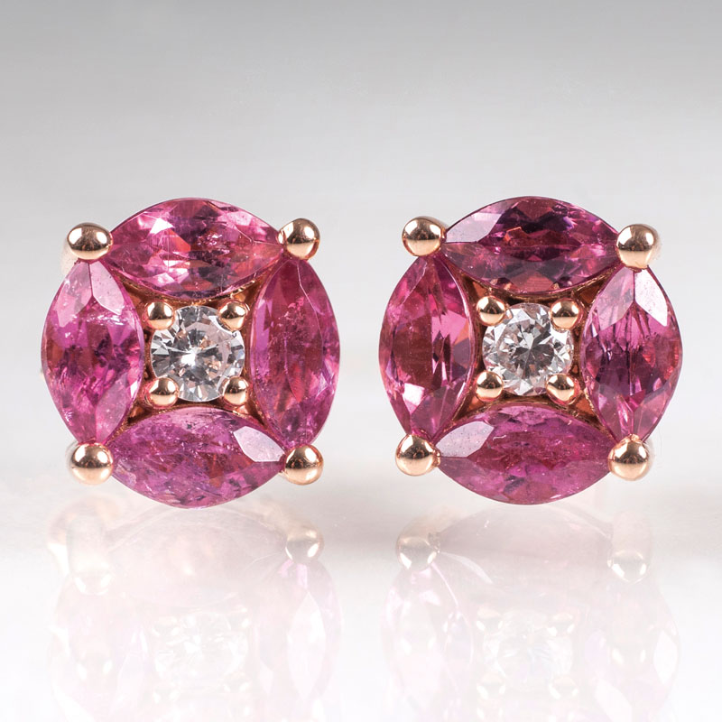 A pair of tourmaline diamond earstuds