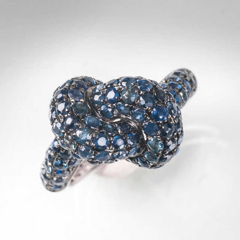A modern sapphire ring