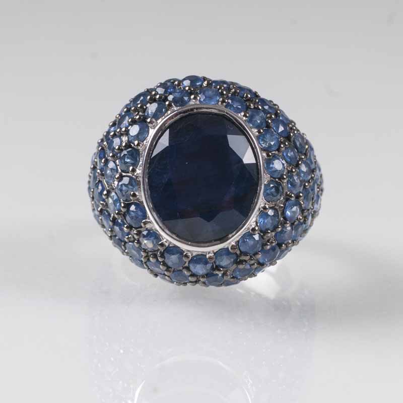 A large sapphire ring