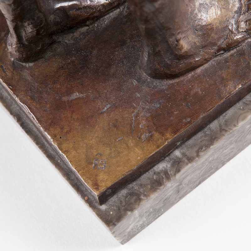 Seltene Bronze-Skulptur 'Junge mit Lamm' - Bild 3