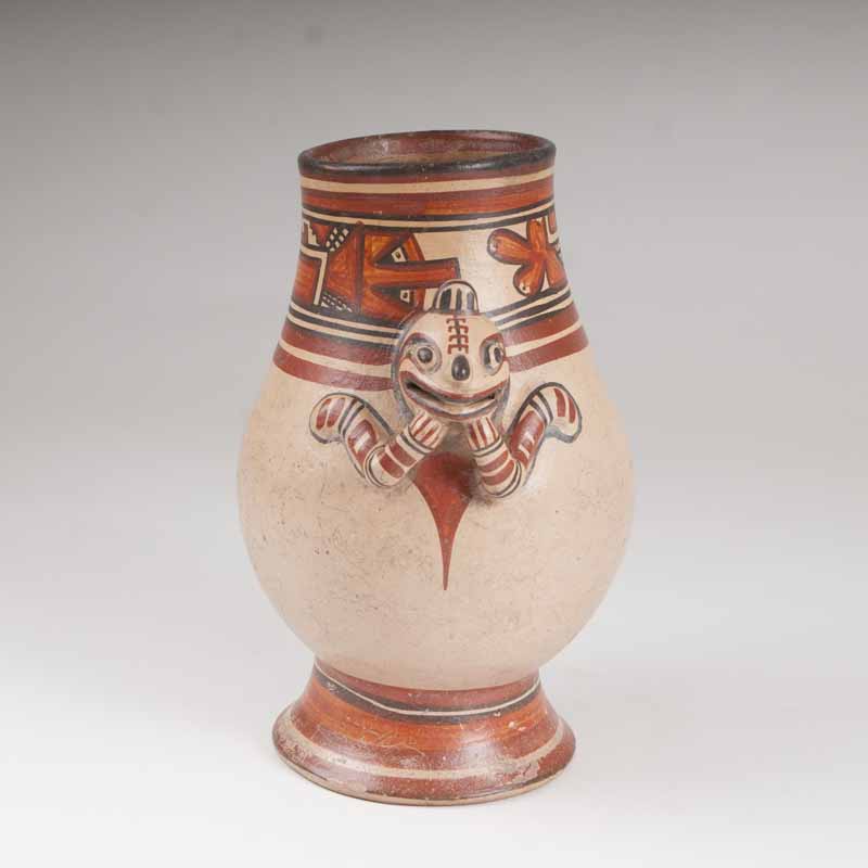 Museale große präkolumbische Vase mit Schlangenkopf - Bild 2