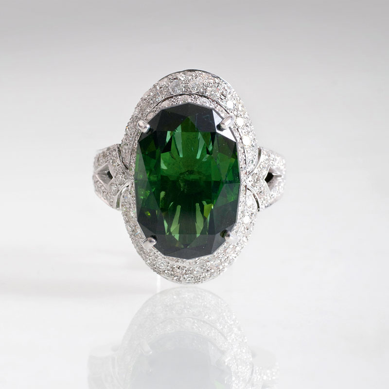 A fine tourmaline diamond ring