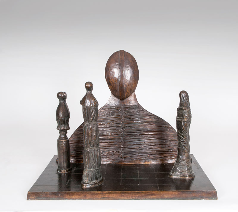 A bronze sculpture group 'Four figures in relationship'