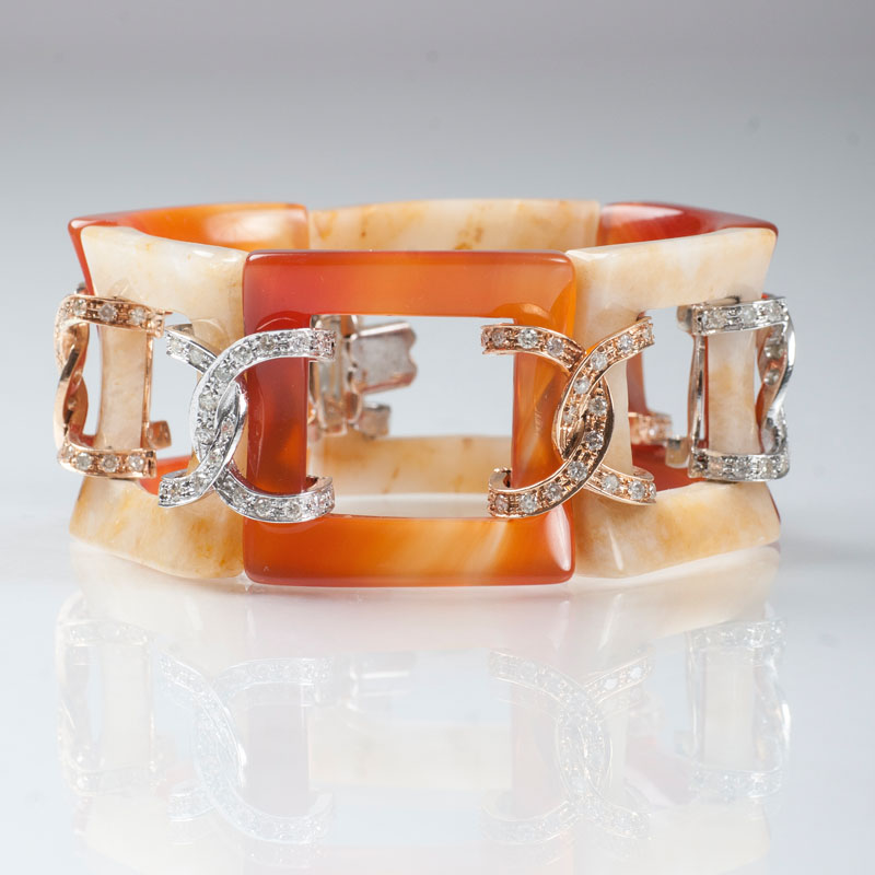An agate diamond bracelet in modern design