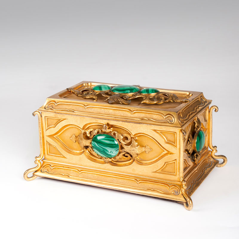 An extraordinary gilded casket with malachites