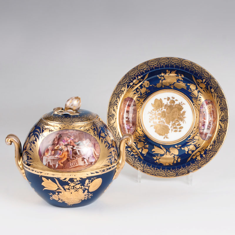 A very decorative Vienna bowl with Hogarth scenes