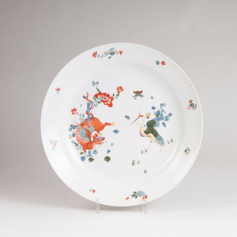 A rare large plate with a winged dragon
