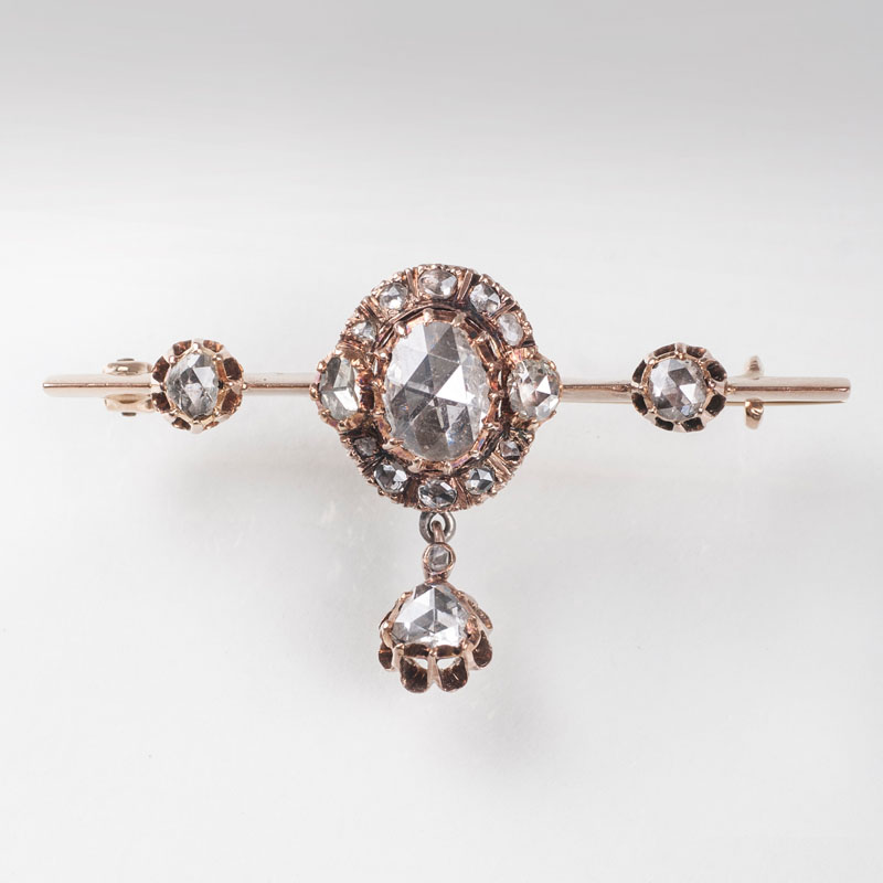 An antique rose cut diamond brooch