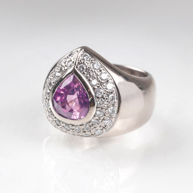 Pink-Saphir-Brillant-Ring 'Herz'