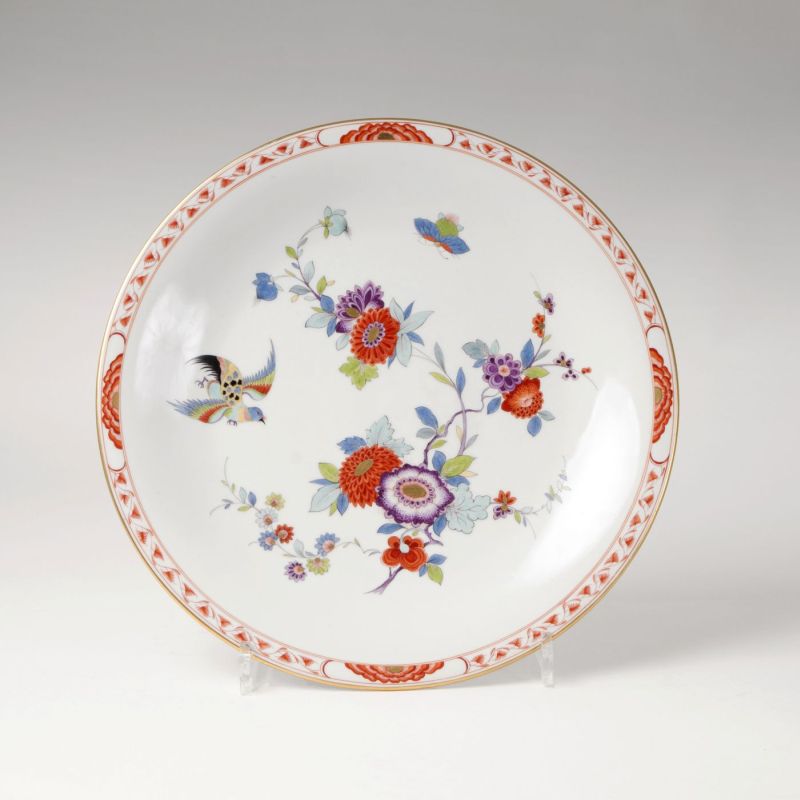 A large plate 'Indian flower with bird'