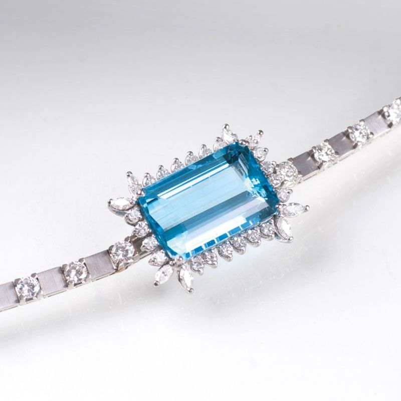 A vintage aquamarine diamond bracelet