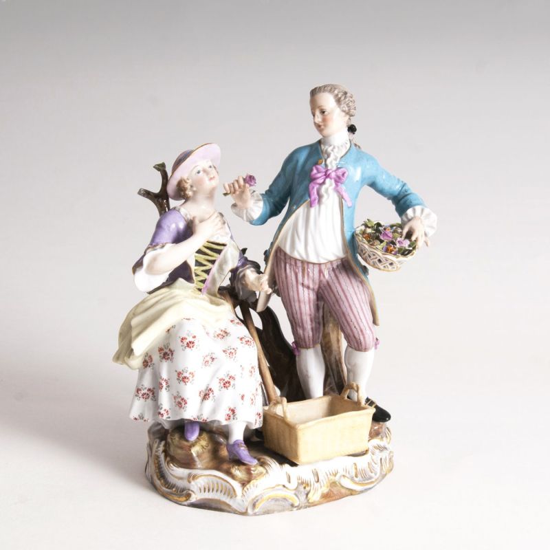 A porcelain group 'Pair of Gardeners'