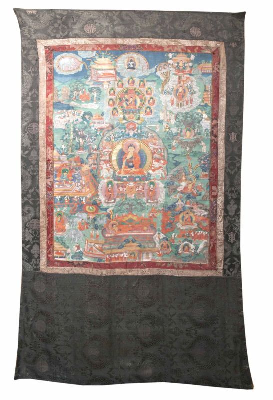 Thangka mit Darstellung der Lebensgeschichte des Buddha Shakyamuni - Bild 2