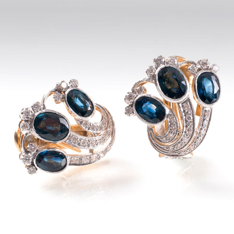 A pair of Vintage saphire diamond earrings
