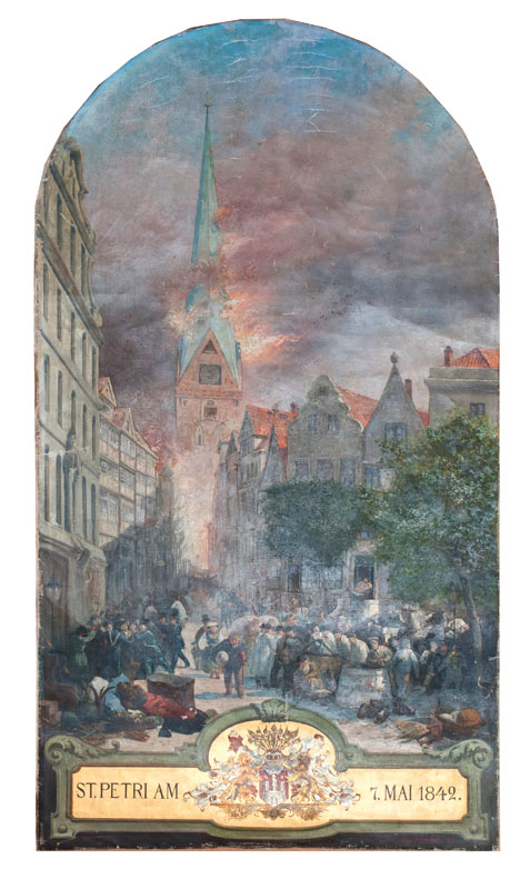 St. Petri im großen Brand von Hamburg 1842