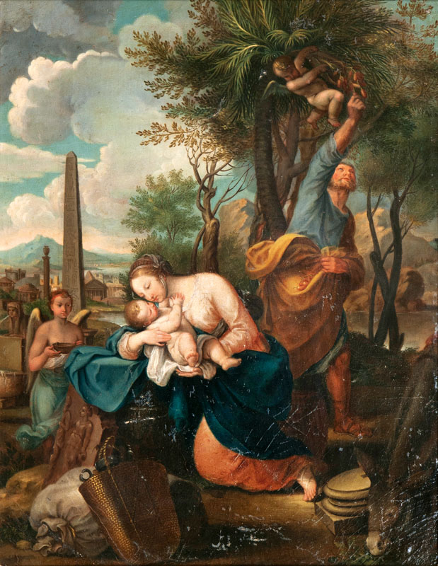 Italienischer Meister, tätig Mitte 17. Jh. - Ruhe auf der Flucht nach Ägypten Ruhe auf der Flucht nach Ägypten