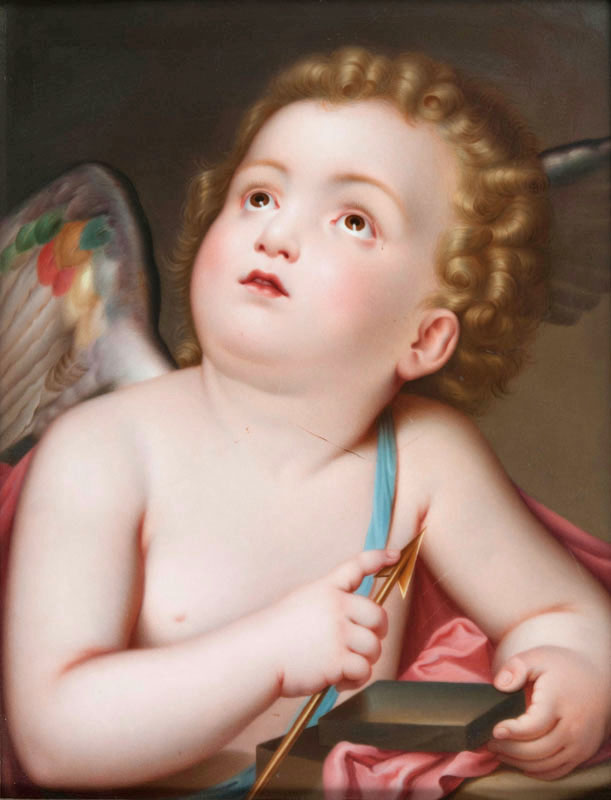 Porzellanbild 'Amor, einen Pfeil schleifend' nach Anton Raphael Mengs - Bild 2