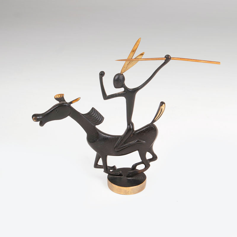 A sculpture 'African worrier on a horse'