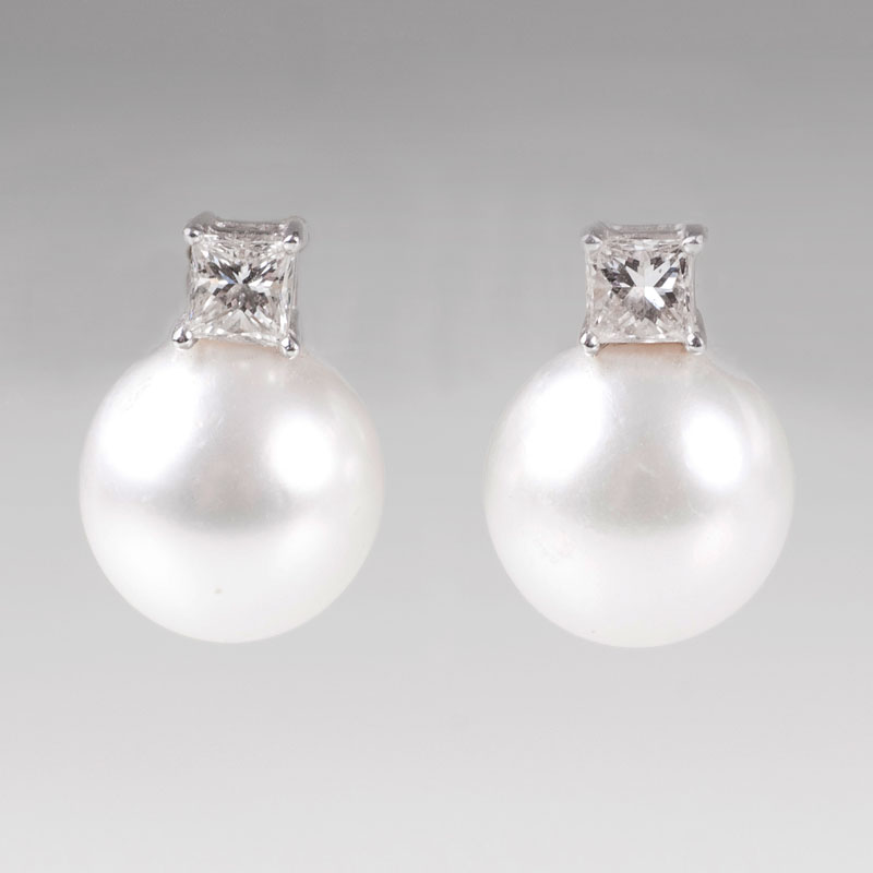 A pair of Southsea diamond earstuds