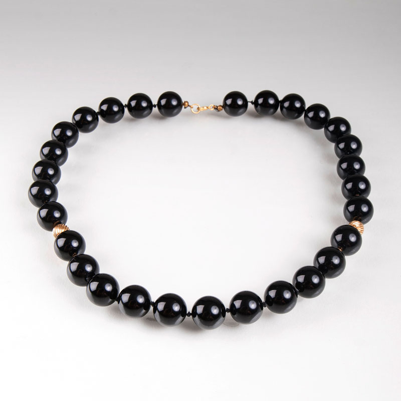 A black glass necklace