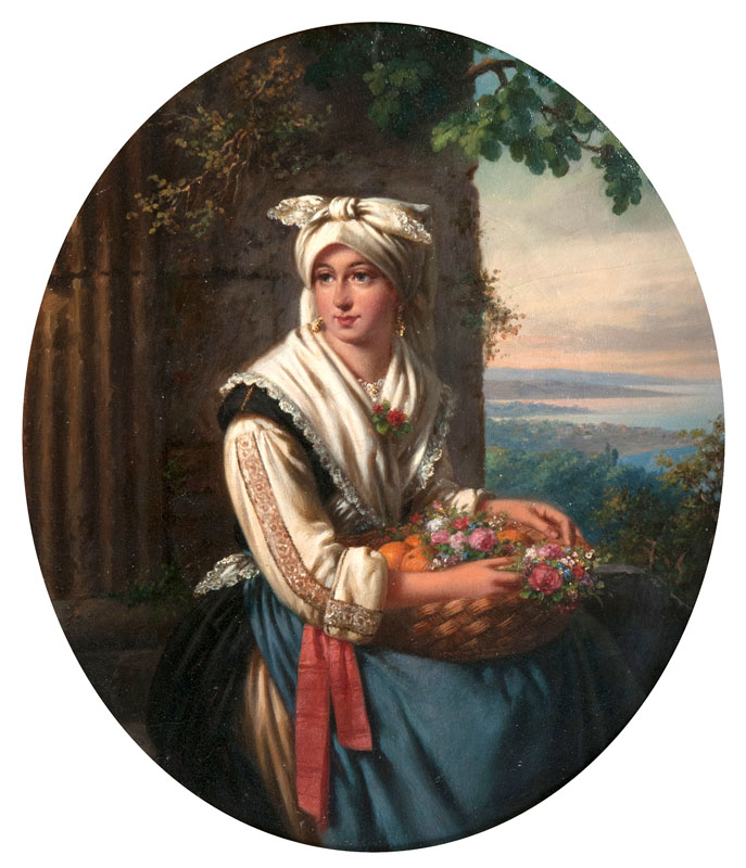 Italian Woman with Fruits and Flowers