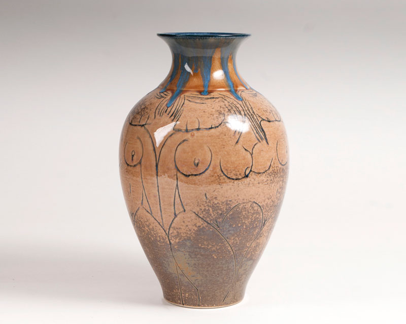 Moderne chinesische Porzellan-Vase mit Frauenakt
