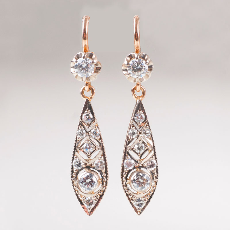 A pair of russian diamond earrings